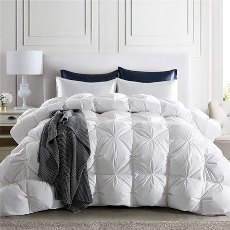 puredown® Goose Down Comforter King Size, 800 Fill Power, 100% Cotton 93% Goose Down All Season Duvet Insert 700TC, Lightweight Cloud Fluffy Pinch Pleat