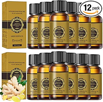 12 Pack Ginger Oil ,Ginger Oil Massage Oil,Natural Plant Oil Ginger SPA Body Massage Oil ,Ginger Essential Oil,Ginger Oil Warming Tired Sore Muscles Massage Oil