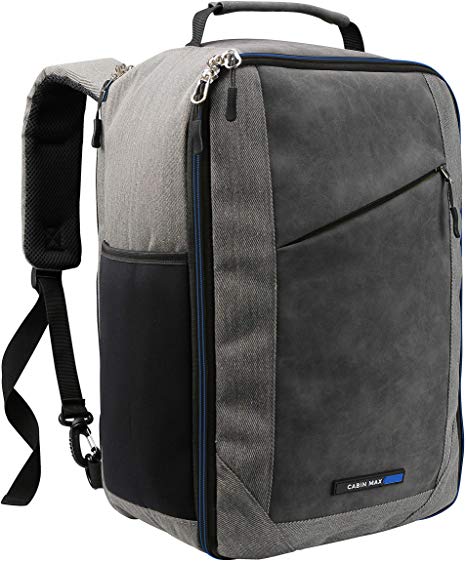 Cabin Max Manhattan Underseat Ryanair Cabin Bags 40x20x25 Laptop Carry On Bag (Blue Detail)