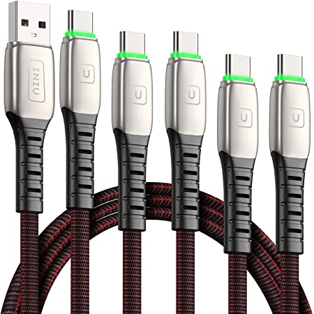 【5 Pack】INIU USB C Cable, 3.1A QC Fast Charge USB Type C Charger, (0.5 1 1 2 2m) Zinc Alloy Nylon Braided Data Cord Compatible with Samsung Galaxy S20 Note 10 Huawei P30 Xiaomi Oneplus Tablet etc.