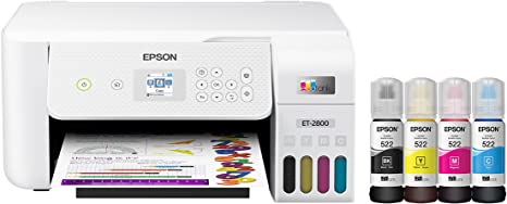 Epson EcoTank ET-2800 Wireless Color All-in-One Cartridge-Free Supertank Printer with Scan and Copy – The Ideal Basic Home Printer - White