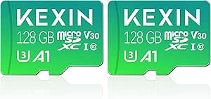 KEXIN 128GB Micro SD Card 2 Pack with Adapter - Up to 90MB/s 4K, V30, A1, C10, 4K UHD High Speed microSDXC UHS-I Memory Card Compatible with Action Camera Drone Game Console Smartphone Tablet,128G