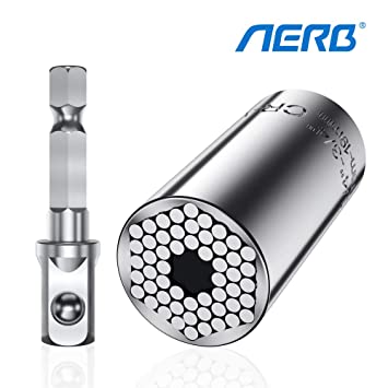 Aerb Universal Socket Set1/4''-3/4''(7-19mm) - Wrench Universal Multi Function Hand Tools Repair Adapter Repair for The Electric Drill and Cordless Screwdriver, with Extension Bit Holder.