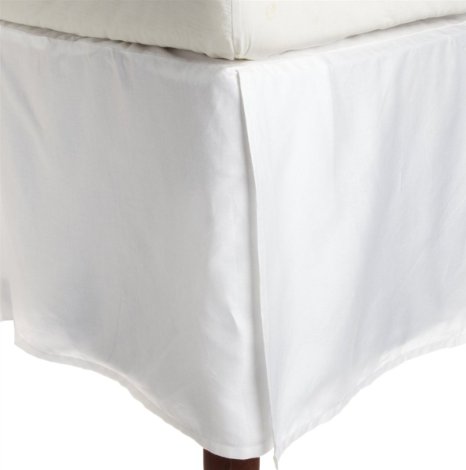 800 Thread Count Italian Finish Silky Soft White Solid 16 Inches Extra Drop Length Queen Size 1-Piece Split Corner Pleated Tailored Bed Skirt 100 Pure Egyptian Cotton Made By Branded SRP Linen