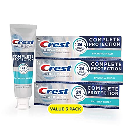 Crest Pro-Health Complete Protection Toothpaste, Bacteria Shield, 4.0oz (Pack of 3)