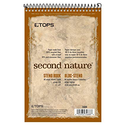 TOPS Second Nature Steno Books, 6" x 9", Gregg Rule, 80 Sheets, 12 Pack (74688)