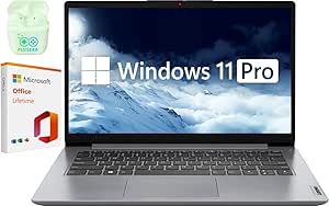 Lenovo IdeaPad 14" Essential Business Laptop Computer, 4GB RAM 320GB Storage (256GB SSD 64GB eMMC), Intel Dual Core Processor, Windows 11 Pro with Microsoft Office Lifetime Suite, PLUSERA Earphones