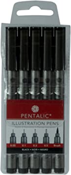 Pentalic Art Pentalic Black Perm Ink Pen Set