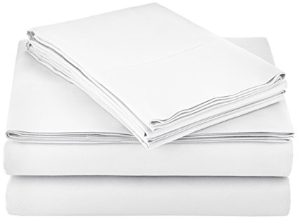 AmazonBasics Microfiber Sheet Set - Full, Bright White, 4-Pack