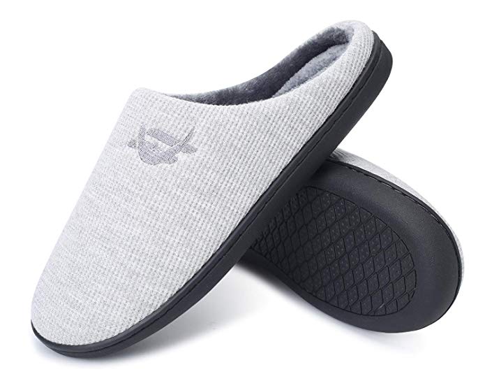 DLGJPA Men's Comfort Memory Foam Slippers Warm Indoor Outdoor House Shoes