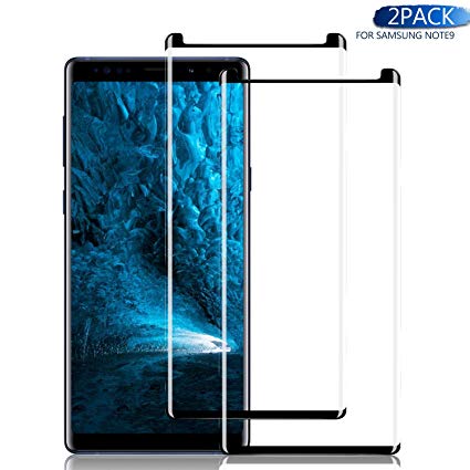 SGIN Galaxy Note 9 Screen Protector, [2 Pack] HD Clear for Samsung Galaxy Note 9 Tempered Glass Screen Protector, Anti-Fingerprint, Crystal Clear, Bubble Free 9H Hardness Protector Film - Black