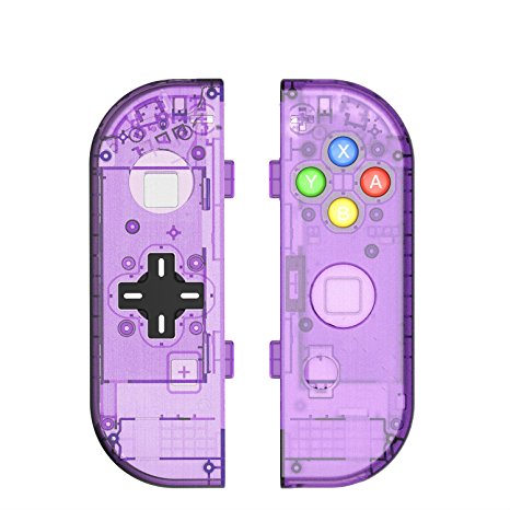 BASSTOP Translucent NS Joycon Handheld Controller Housing With D-Pad Button DIY Replacement Shell Case for Nintendo Switch Joy-Con (L/R) Without Electronics (Joycon D-Pad-Atomic Purple)