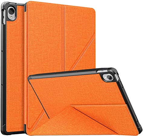 MoKo Case Compatible with Lenovo Tab P11 Case 11-inch 2020 Model (TB-J606F / TB-J606X), Origami Standing Shell Cover Case with Multi Angle Magnetic TPU Back Cover, Orange