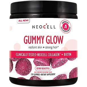 NeoCell Gummy Glow with Collagen and Biotin, Non-GMO and Gluten Free, Berry, 120 Gummies