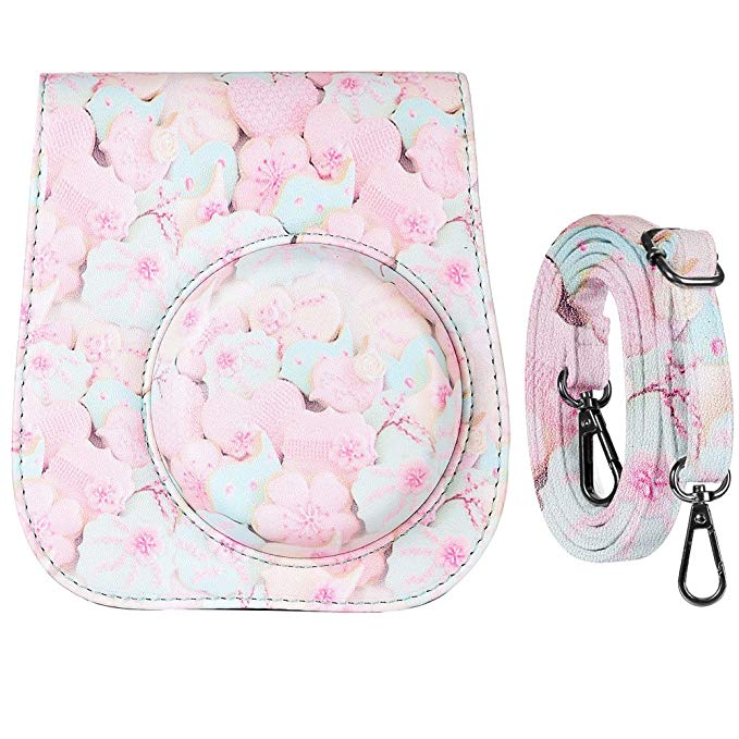 Katia Camera Case Bag for Fujifilm Instax Mini 9 Instant Camera, also for Fujifilm Instax Mini 8 Instant Film Camera, with Accessories Pocket and Strap - Candy