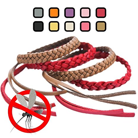Original Kinven Mosquito Insect Repellent Bracelet Waterproof Natural DEET FREE Insect Repellent Bands, Anti Mosquito Protection Outdoor & Indoor, Adults & Kids, 12 bracelets, in Brown/Red