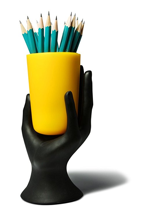 HAND CUP PEN/PENCIL HOLDER by Arad (Black/Yellow)