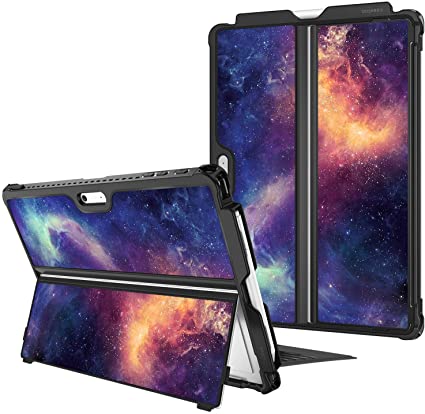 Fintie Hard Case for Microsoft Surface Pro 7/ Pro 6/ Pro 5/ Pro LTE, Shockproof Folio Protective Rugged Cover Compatible with Type Cover Keyboard   Original Kickstand (Galaxy)