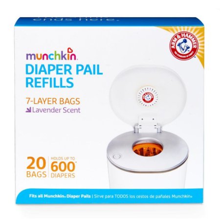 Munchkin Arm & Hammer Diaper Pail Snap, Seal and Toss Refill Bags, 600 Count, 20 Pack