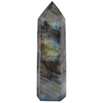 rockcloud Labradorite Healing Crystal Point Faceted Prism Wand Carved Reiki Stone Figurine