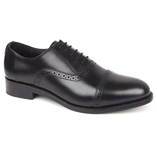 Samuel Windsor Men's Handmade Goodyear Welted Black Quarter Brogue Leather Shoe