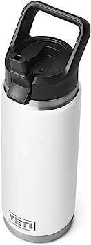 YETI Rambler 26 oz Bottle, Vacuum Insulated, Stainless Steel with Straw Cap, White