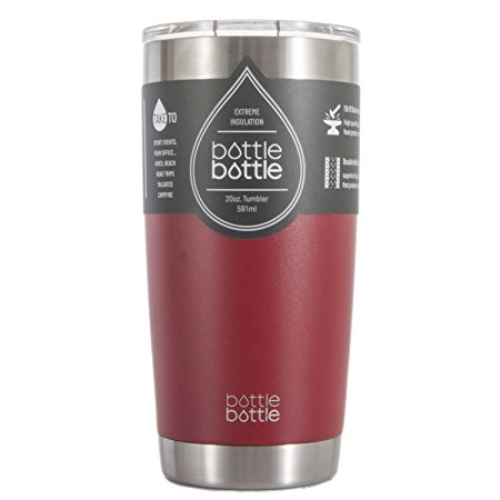 Bottlebottle 20 oz Insulated Tumbler Cup Stainless Steel Travel Coffee Mug, Bordeaux Red