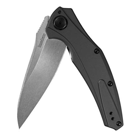 Kershaw Bareknuckle Pocket Knife (7777); 3.5-Inch Stonewashed 14C28N Steel Blade; 6061-T6 Anodized Aluminum Handle; KVT Ball-Bearing Opening; Flipper; Sub-Frame Lock; Reversible Pocketclip; 3.4 oz