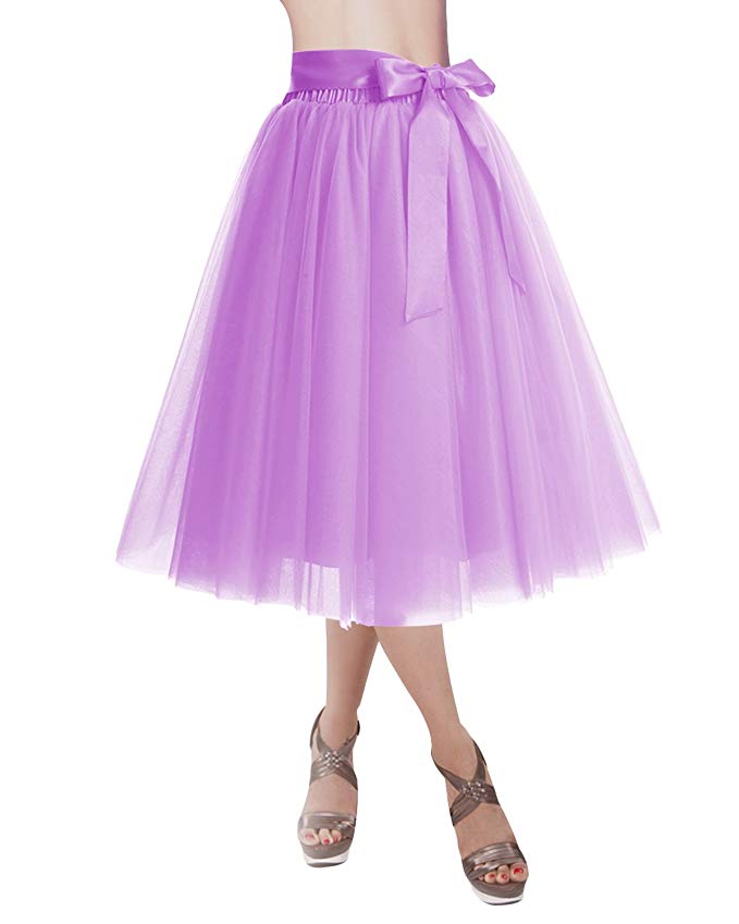 DRESSTELLS Knee Length Tulle Skirt Tutu Skirt Evening Party Gown Prom Formal Skirts