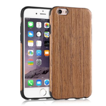 iPhone 6s Case Tendlin Premium Wood Texture Drop Proof Flexible Soft TPU Shock Absorbent Slim Wooden Case for iPhone 6 and iPhone 6s Santos Rose Wood