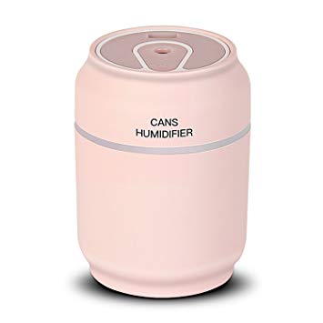 JIFAR Cool Mist Humidifier, New Can Humidifier 3-in-1 Portable Mist Humidifier with USB Fan and LED Light, Auto Shut Off Protection fo Baby Bedroom Office Car (Pink)
