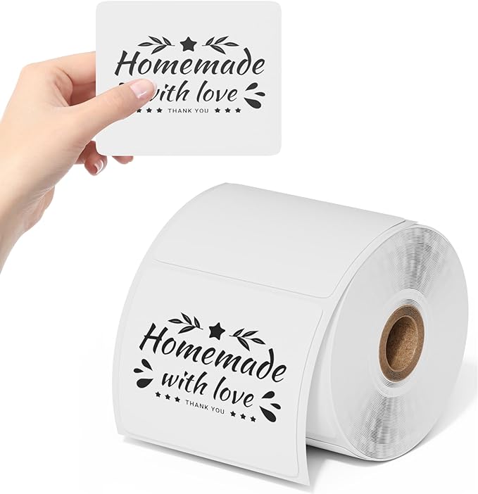 Phomemo 4"x3" Thermal Labels Roll for Small Business Supplies - Commercial Grade Logo Stickers for Business Customized - Waterproof Shipping Labels for Thermal Label Printer - 500 PCS Label Stickers