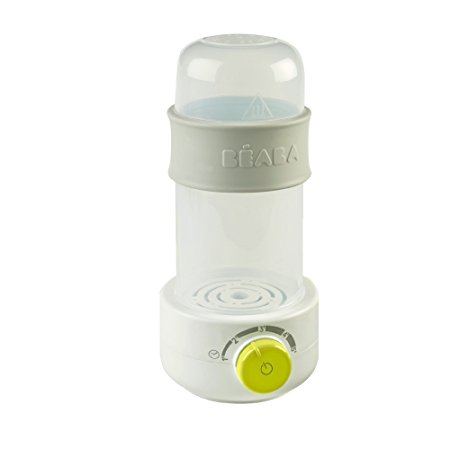 BEABA Quick Baby Bottle Warmer, Steam Sterilizer, Baby Food Heater (3-in-1) Warm Milk in Just Two Minutes, BPA and Lead Free, Simple Temperature Control, Fits All Bottle Sizes - Even Wide Neck, Neon