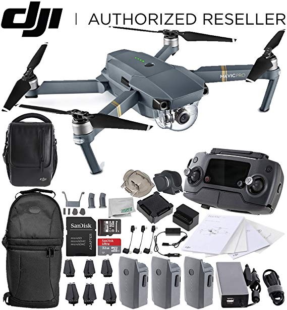 DJI Mavic Pro Fly More Combo Collapsible Quadcopter Drone Starters Backpack Bundle