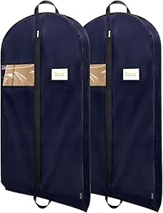 BALEINE 2PK Heavy Duty Garment Bag with Shoe Storage Travel Bag for Dresses, Suit, Coats Travel Essential (54", Blue)