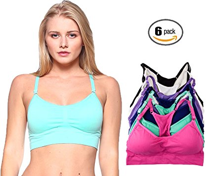 Barbra's 6 Pack Regular & Plus size Wirefree Seamless Bras with Removable Pads