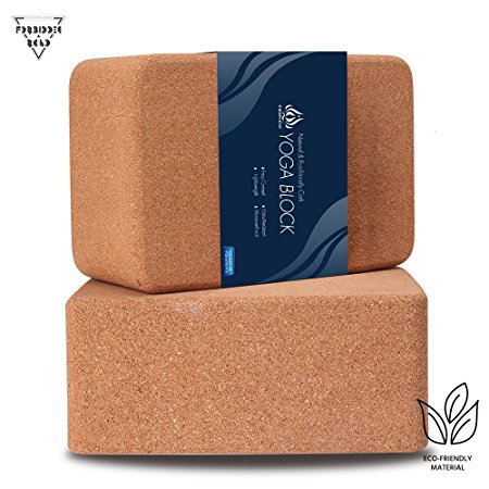 Forbidden Road Cork/EVA Yoga Block Yoga Exercise Blocks Bricks Set Natural Eco Friendly Sturdy Support Muscle Stretch Deepen Poses for Fitness Gym