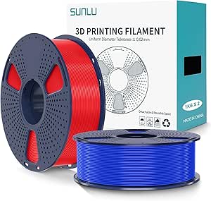 SUNLU PLA 2.0 3D Printer Filament 2KG, Tougher and Stronger PLA Plus Filament 1.75mm, Dimensional Accuracy  /-0.02mm, Reusable Materspool, 3D Printing Filament Fits for FDM 3D Printers (Red Blue)