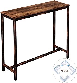 Rolanstar Rustic Bar Table Narrow, 47.2" Pub Dining High Table Bistro Table with Metal Frame (Indoor Use Only),BT001-A