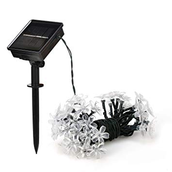 ZEEFO Flower Outdoor Solar String Lights 21ft 50 LED Solar Powered Fairy Blossom Lights Multi-Color Waterproof Night Light For Home, Garden, Lawn, Fence, Christmas Trees and Halloween Decorations