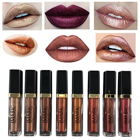 Shouhengda Sexy Metal Lipstick Lip Gloss Matte Lip Liquid Makeup 8 Colors Sets