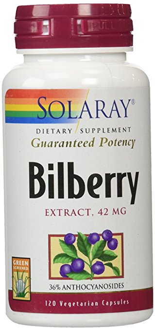 Solaray Bilberry Extract, 42mg, 120 Count