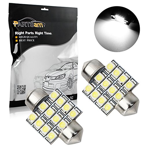 Partsam White 12-SMD LED Bulbs Interior Lights 31mm Festoon Dome Map Lights DE3175 3021