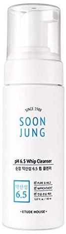 ETUDE HOUSE SoonJung pH 6.5 Whip Cleanser 5.1 fl. oz. (150ml) - Hypoallergenic Soft Bubble Type Hydrating Facial Cleanser for Sensitive Skin, Panthenol and Madecassoside Heals Damaged & Irritated Skin
