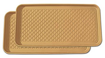 Multi-purpose Tray By Alex Carseon, for Boots, Shoes, Paint, Pets, Garden, Laundry, Kitchen, Pantry, Car, Entryway, Garage, Mudroom. Indoor-outdoor Storage and Floor Protection, Use As Cat Litter Mat or Dog Feeding Mat - 30x15x1.2 Inches (Beige, Set of 2)