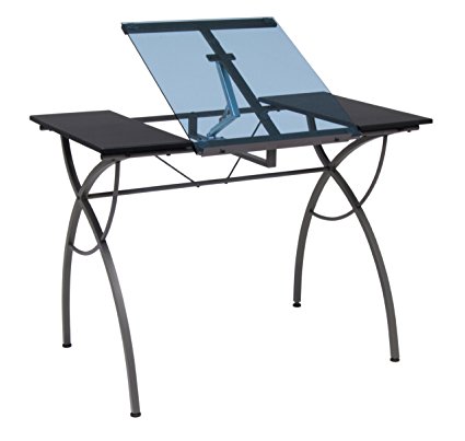 Studio Designs Catalina Craft Table in Pewter with Blue Glass 10081