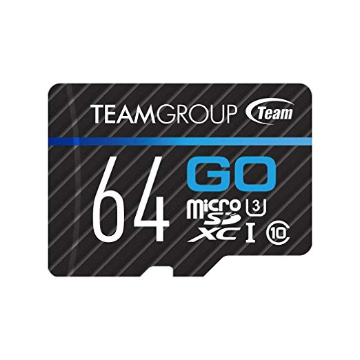 TEAMGROUP GO Card 64GB for GO PROs & Action Cameras MicroSDHC UHS-I U3 High Speed Flash Memory Card with Adapter for Outdoor, Sports, 4K Shooting TGUSDX64GU303