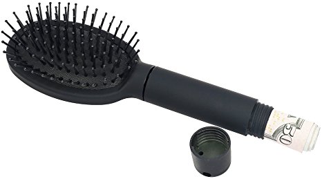 Mantello Hair Brush Diversion Safe Home Jewelry Safe Money Safe Detangle & Smooth Black Cushion Hair Brush