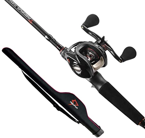 Piscifun Torrent Baitcasting Fishing Rod and Reel Combo, Low Profile Baitcaster Reel and Rod Combo with Protable Pole Storage Case Bag