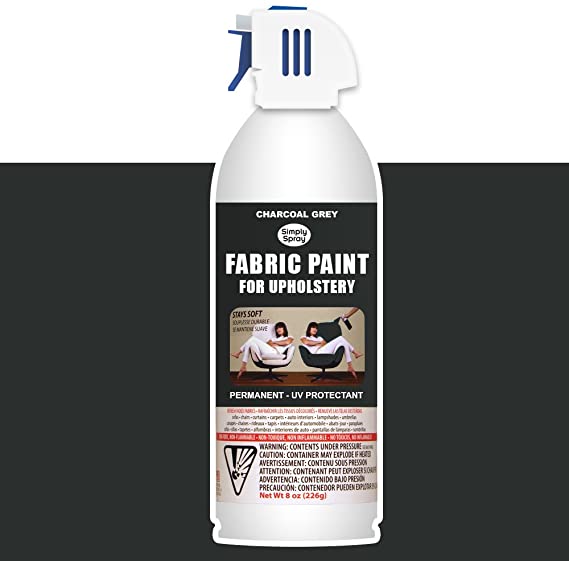 Simply Spray Upholstery Fabric Spray Paint 8 Oz. Can Charcoal Grey